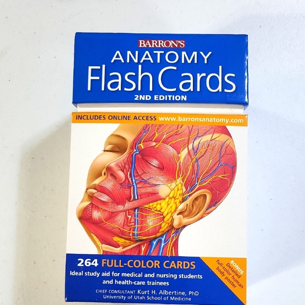 BARRON'S ANOTOMY 264 FLASH CARDS 2ND EDITION FullBody Poster & Elastic Cord